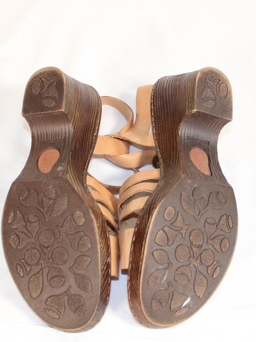 Born Angel tan sandal leather heels wood women 11 - Picture 7 of 7